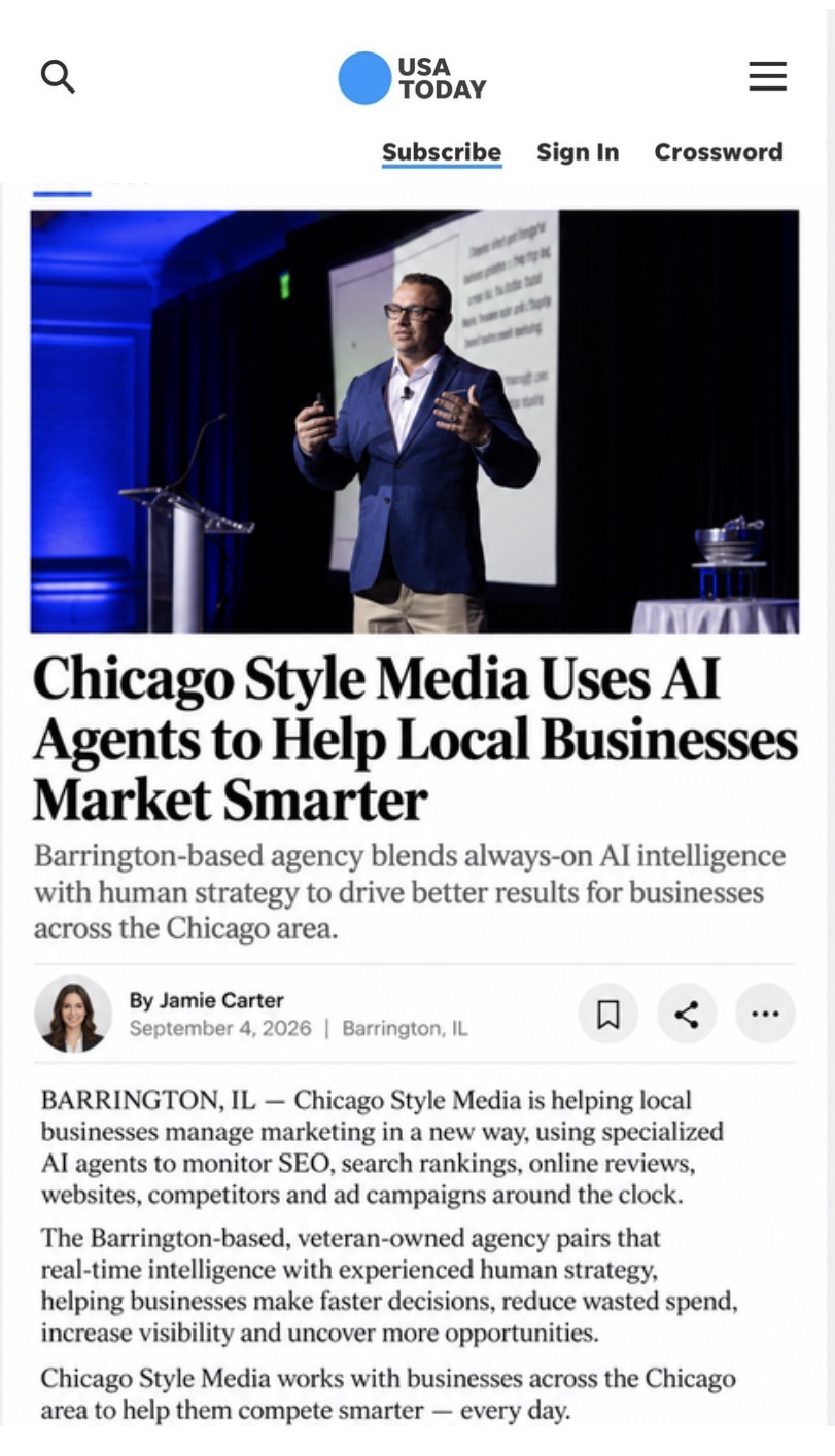 USA Today press-release page featuring Chicago Style Media