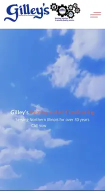 Original Gilley's Heating and Air mobile website before Chicago Style Media redesign