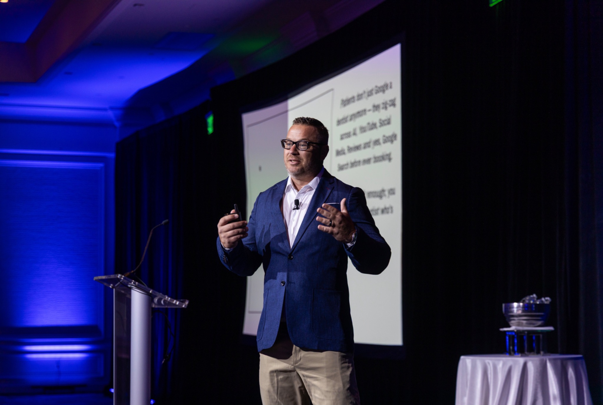 Patrick McDonald presenting to business owners in the Cayman Islands